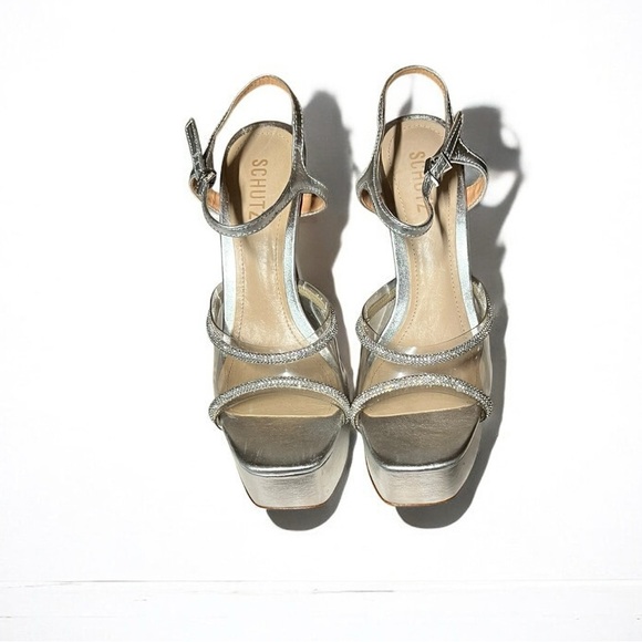 🌻NEW Schutz Silver Aileen Platform Sandal Women's Size 8.5 - Picture 6 of 10